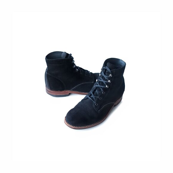 Wolverine 1000 Mile Boot Womens 7.5 Black Suede Leather Lace Up Boots USA - Picture 1 of 10